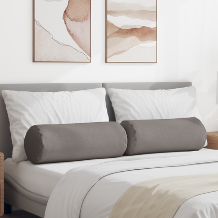 Bolsterkuddar 2 pcs Taupe Ø 25 x 70 cm tyg