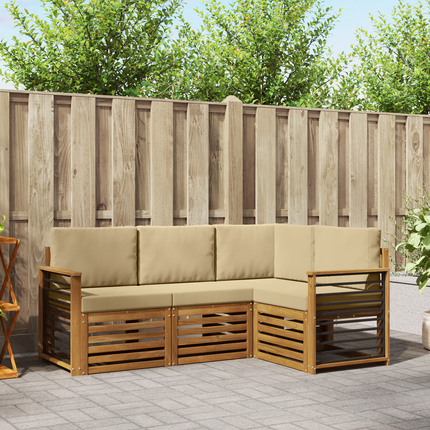 Utomhussoffset 4 st Naturlig och Beige Polyester