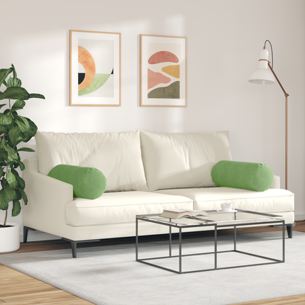 Bolsterkuddar 2 pcs Ljusgrön Ø 25 x 70 cm Kordread tyg