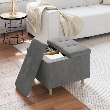 Förvaringspall med kudde Mörkgrå 60 x 60 x 45 cm Sammet