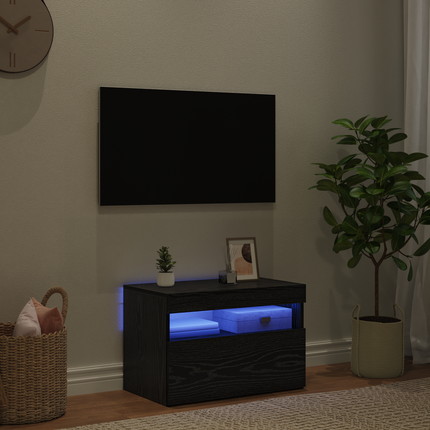 TV-skåp 60 x 35 x 40 cm Svart Ek Konstruerat trä