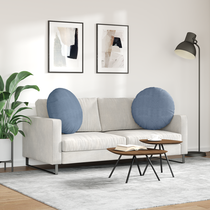 Sittkuddar 2 st Kordread tyg Blå Ø 80 cm