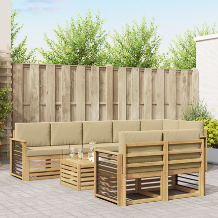 Utomhussoffset 9 st Vit och Beige Polyester