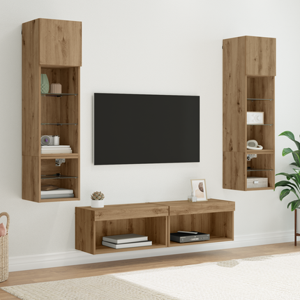 TV-väggmodul 6 st Artisan Ek Konstruerat trä