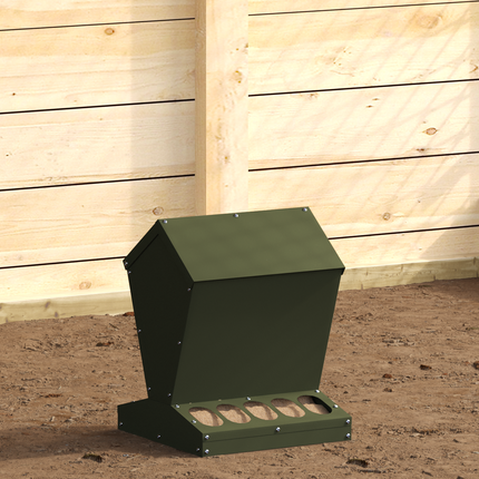 Hönsfodertråg Olivgrön 30 x 30 x 39 cm Kallvalsat Stål