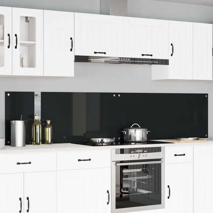 Köksskydd 2 pcs Svart 120 x 50 cm härdat glas