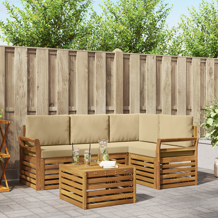 Utomhussoffset 5 st Naturlig och Beige Polyester