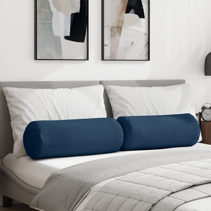 Bolsterkuddar 2 pcs Blå Ø 25 x 70 cm tyg