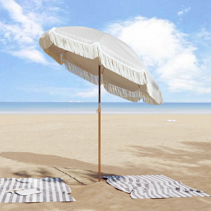 Badparasol Grå och Vit 160 x 160 x 196 cm Polyester och Stål