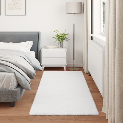 Halkfri matta i konstgjord kaninfäll OLITE Vit 100 x 200 cm