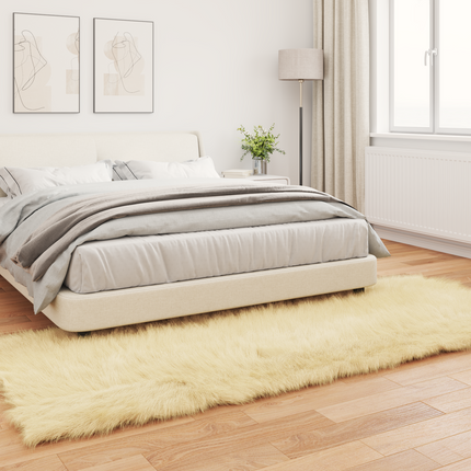 Fuskfäll matta TAFALLA Gräddvit 80 x 250 cm Polyester