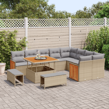 Trädgårdsoffset 12 st 12-Antal sittplatser Beige och Ljusgrå