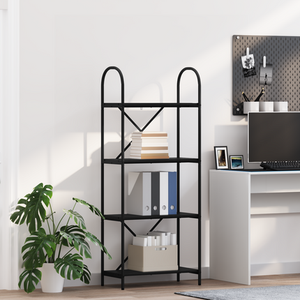 Hyllsystem 4 nivåer 60 x 30 x 146 cm Konstruerat trä Svart Ek