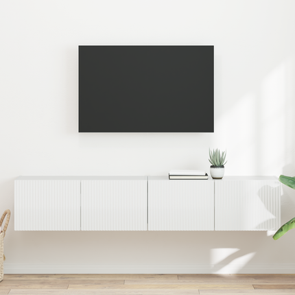 TV Vägghylla 2 st Glansig Vit Konstruerat trä