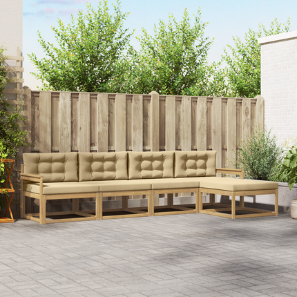 Utomhussoffset 4 st Vit och Beige Polyester
