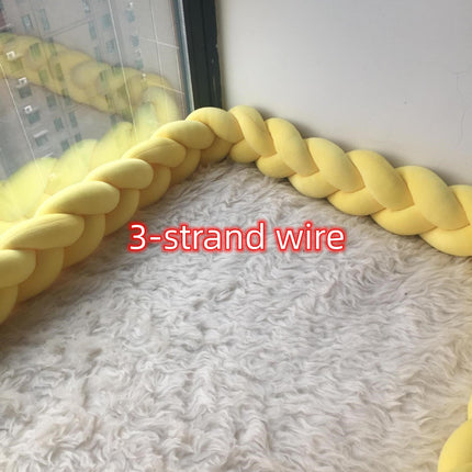 Heightening Baby Braided Crib Bumpers Knot Long Pillow Cushion Bedding Room Dector
