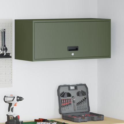 Vägghylla för garage Olivgrön 80 x 33 x 35 cm