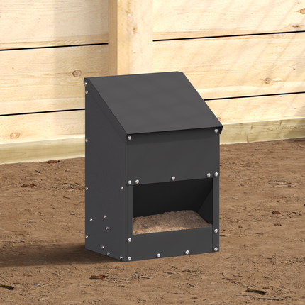 Hönsfodertråg Svart 21 x 16 x 33 cm Kallvalsat Stål