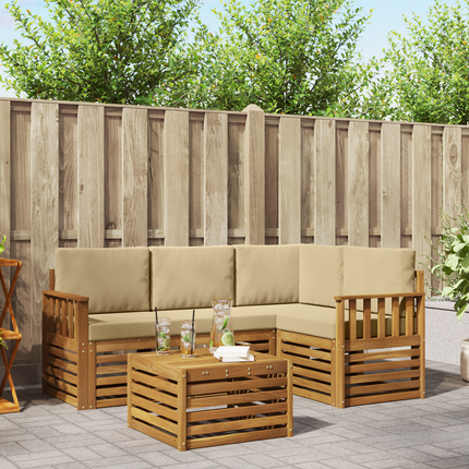 Utomhussoffset 5 st Naturlig och Beige Polyester
