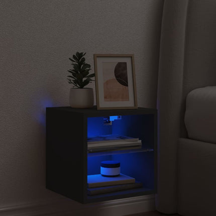 Väggmonterad tv-bänk LED svart 30x28,5x30 cm