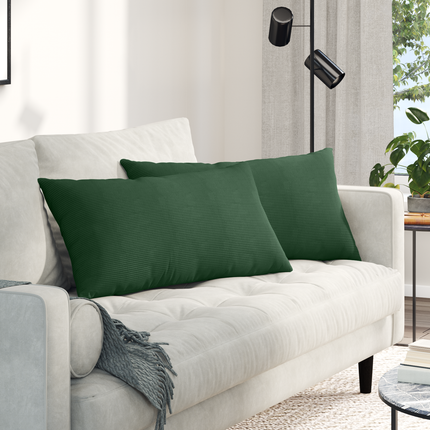 Sofakuddar 2 pcs Mörkgrön 80 x 40 cm Kordread tyg