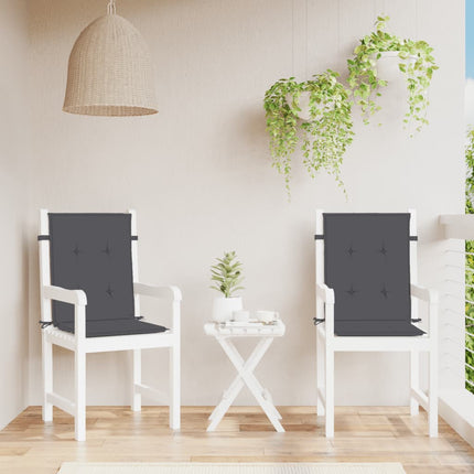 Stolsdynor lågt ryggstöd 2 st melerad antracit 100x50x4 cm tyg