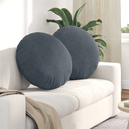 Sittkuddar 2 st Sammet Mörkgrå Ø60 x 21 cm