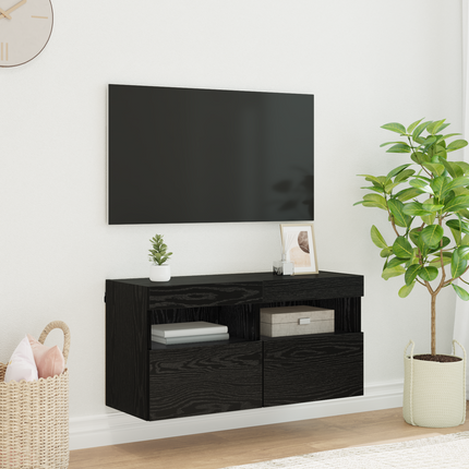 TV Vägghylla 80 x 30 x 40 cm Svart Ek Konstruerat trä