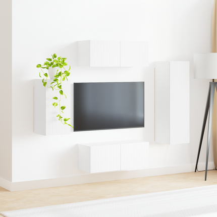 TV-bänkset 4 st Vit Konstruerat trä