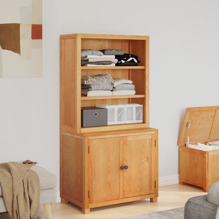Förvaringsmöbelset 2 st Brun 80 x 50 x 160 cm Massivt Ekträ