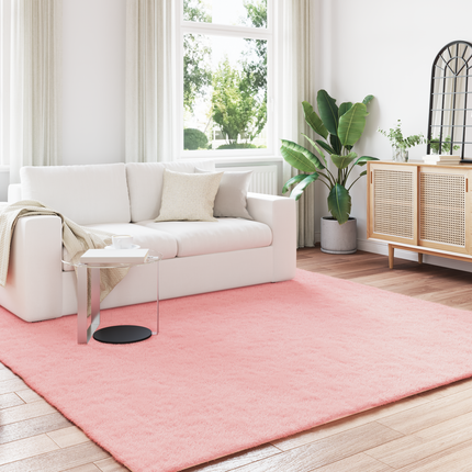 Halkfri matta i konstgjord kaninfäll OLITE Rosa 200 x 200 cm