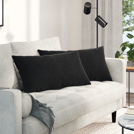 Sofakuddar 2 pcs Svart 80 x 40 cm Kordread tyg