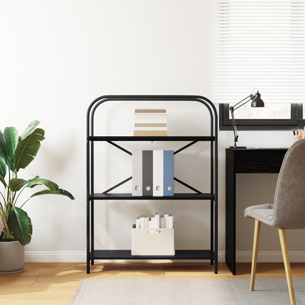 Hyllsystem 3 nivåer 80 x 30 x 109 cm Konstruerat trä Svart Ek