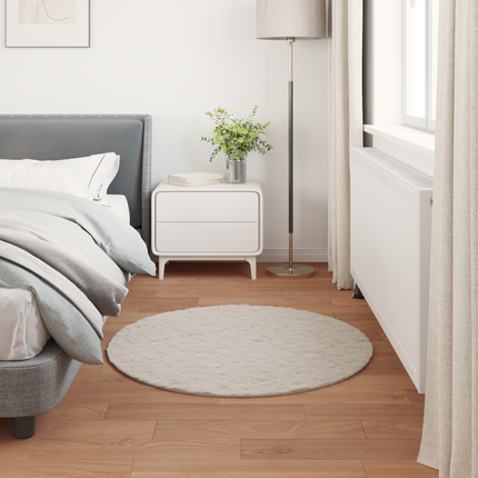 Halkfri matta i konstgjord kaninfäll OLITE Beige Ø 120 cm