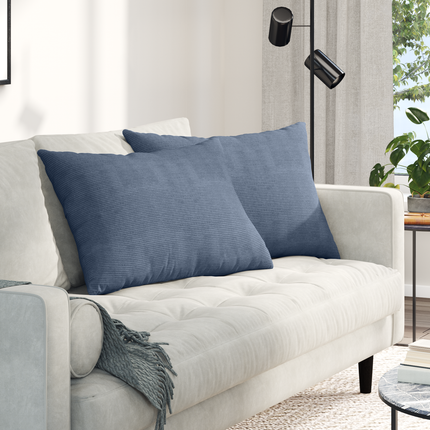 Sofakuddar 2 pcs Blå 70 x 50 cm Kordread tyg