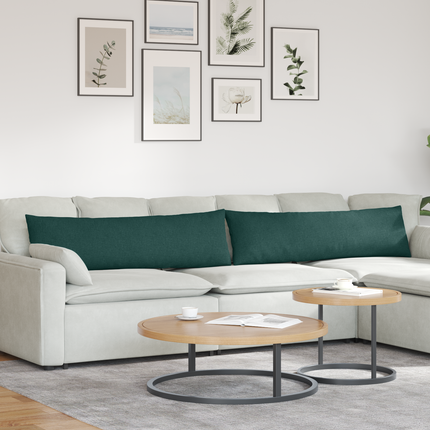 Sofakuddar 2 st tyg Mörkgrön 145 x 40 cm