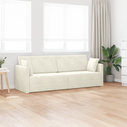 Golvbäddsoffa Kräm 213 x 70 x 77 cm Sammet