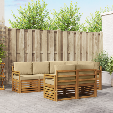 Utomhussoffset 7 st Naturlig och Beige Polyester
