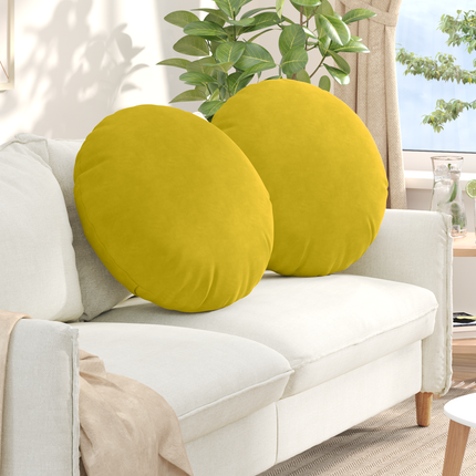Sittkuddar 2 st Sammet Gul Ø60 x 21 cm