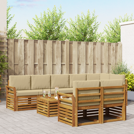 Utomhussoffset 9 st Naturlig och Beige Polyester