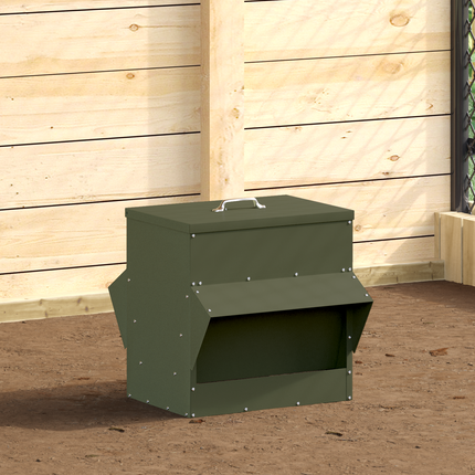 Hönsfodertråg Olivgrön 40,5 x 45 x 41 cm Kallvalsat Stål