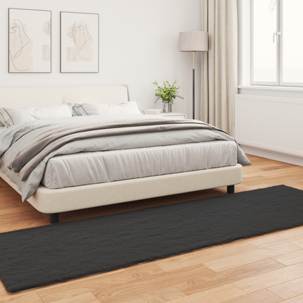 Halkfri matta i konstgjord kaninfäll OLITE Svart 80 x 250 cm