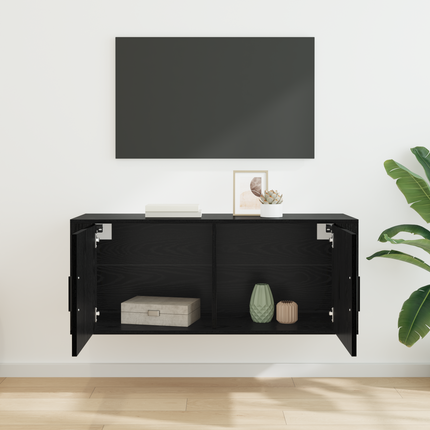 Väggmonterat TV-förråd 100 x 34,5 x 40 cm Svart Ek