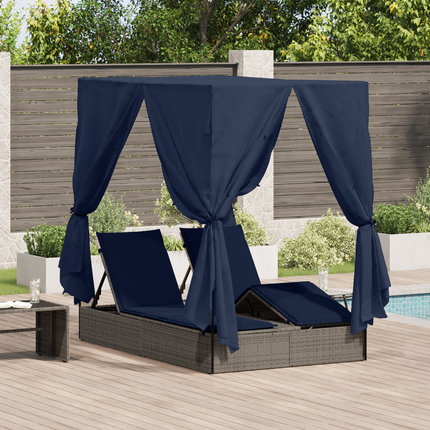 Dubbel solstol Justerbar Svart 205 x 129 x 200 cm konstrotting