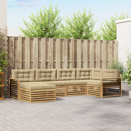 Utomhussoffset 6 st Vit och Beige Polyester