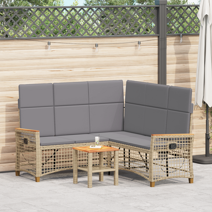 Trädgårds fällbar soffgrupp Justerbar Beige och Ljusgrå