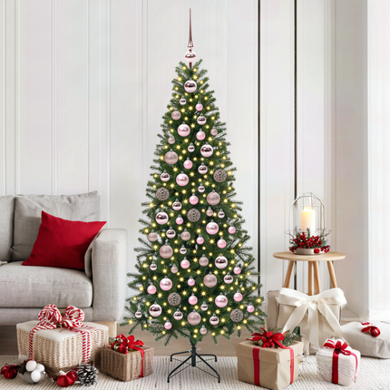 Julprydnad Set 120 st Rosa Ø 6 cm Plast 300 LED-lampor