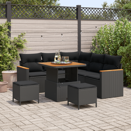 Trädgårdsoffset 8 st 5-Antal sittplatser Svart Poly rattan