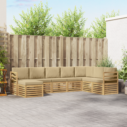 Utomhussoffset 8 st Vit och Beige Polyester