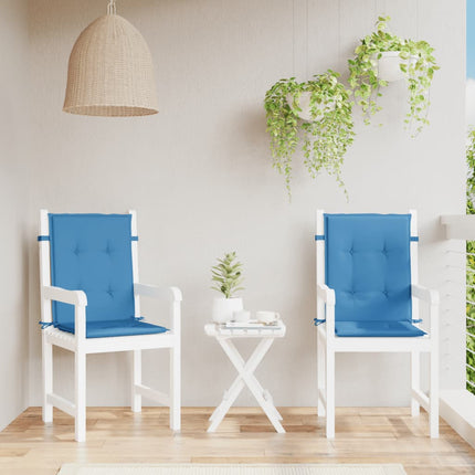 Stolsdynor lågt ryggstöd 2 st melerad blå 100x50x4 cm tyg